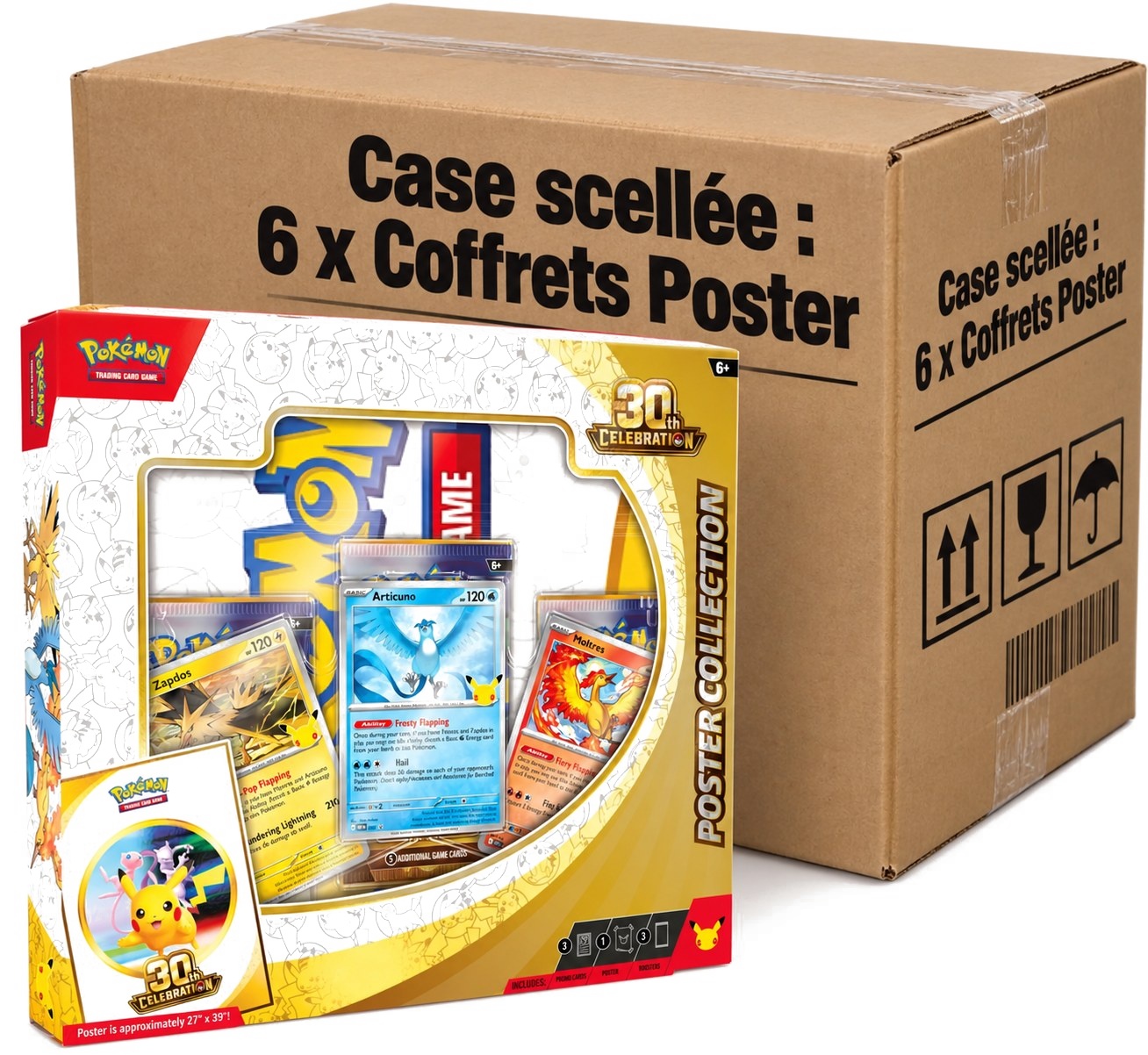 POKEMON 30 ANS - CASE SCELLEE 6 x COFFRETS POSTER