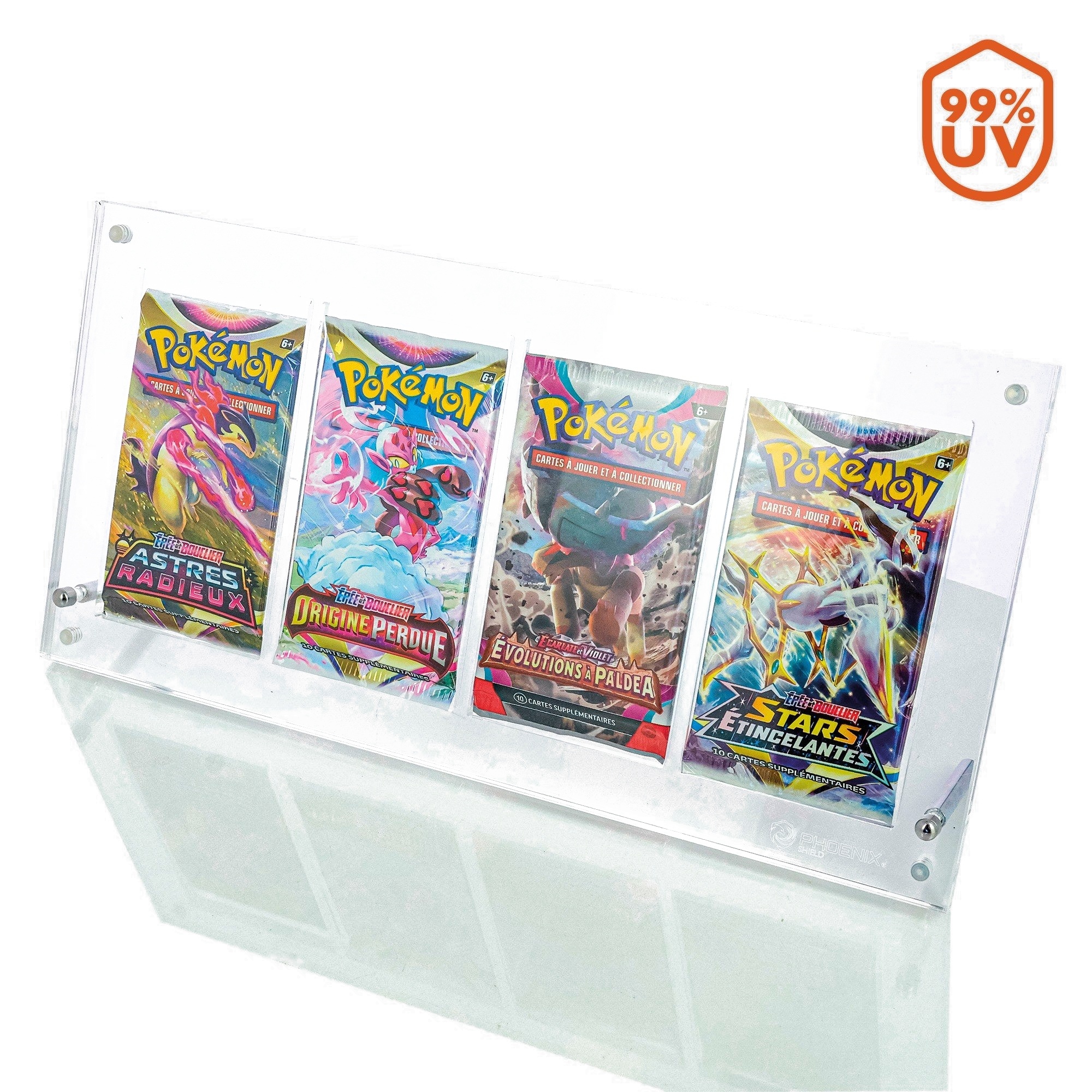 Protection acrylique Phoenix Shield – 4 boosters Pokémon - UV 99%