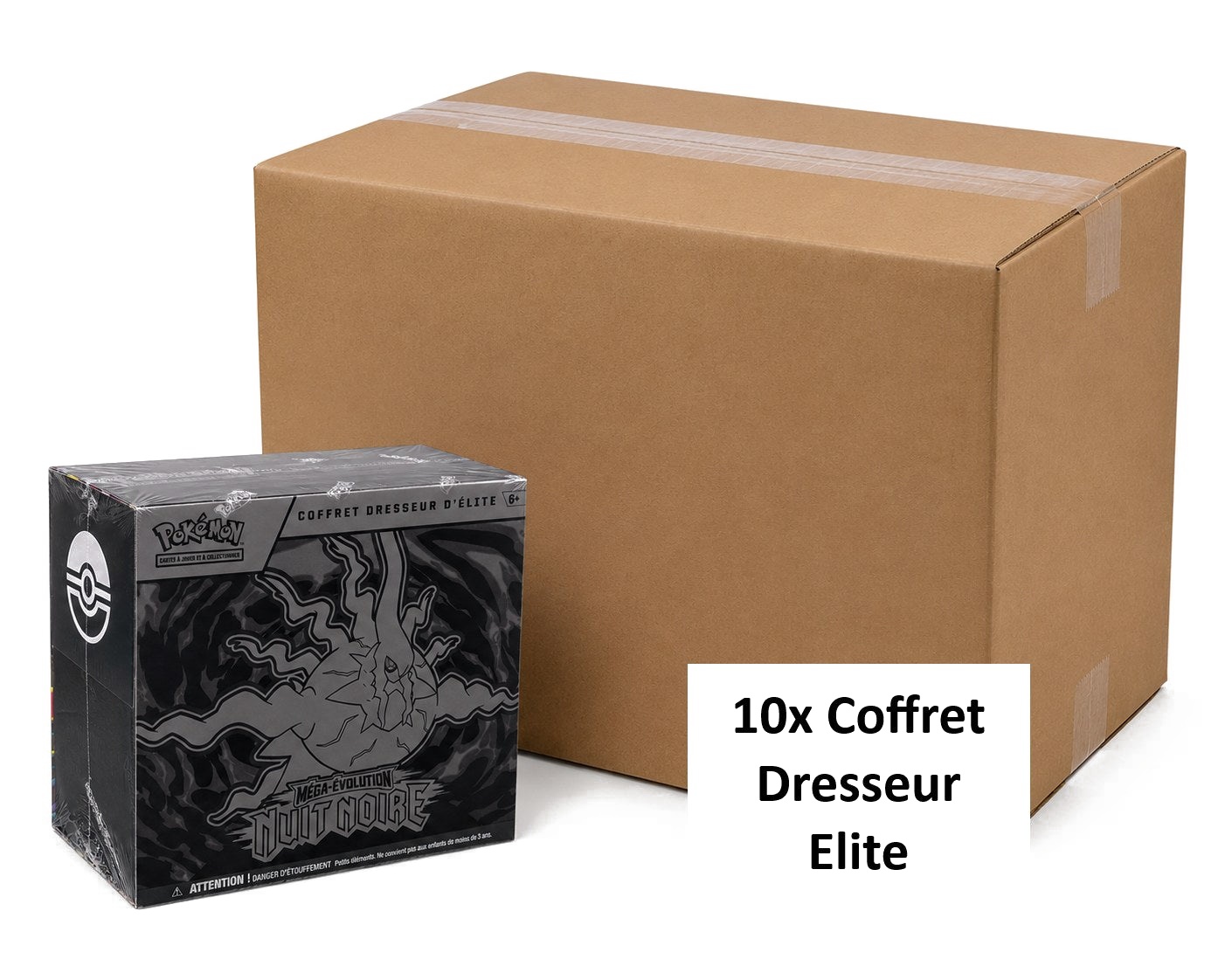 Case scellée : 10x Coffret Dresseur Elite - Méga-Évolution ME 05 - Nuit Noire