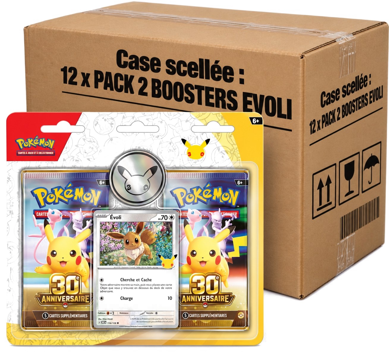 POKEMON 30 ANS - CASE SCELLEE 12 x PACK 2 BOOSTERS EVOLI